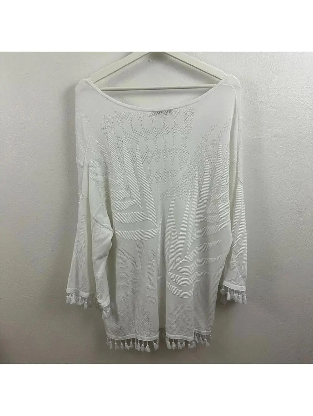 Chico's White Floral Print Pullover Long Sleeve Top Women's Size 4 XXL